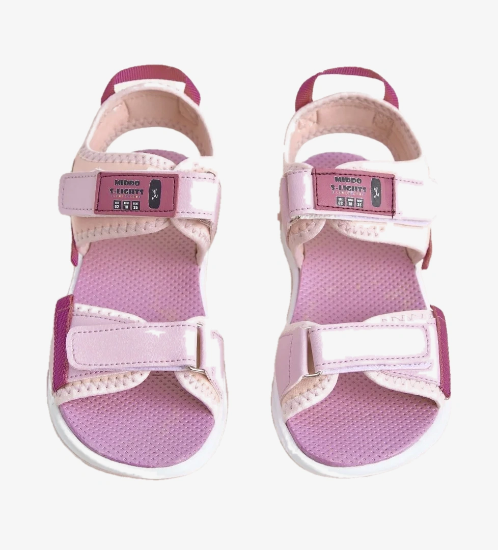 Tonny Black Çocuk Unisex Pembe Fuşya Rahat Kalıp Kaymaz Taban Çift Cırtlı Sandalet