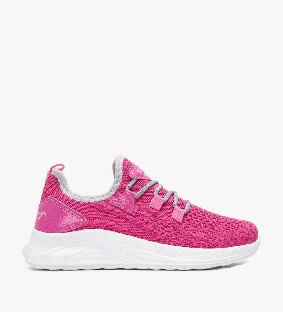 Ccway Yan Çizgili Triko Çocuk Spor Ayakkabı PEMBE BEYAZ