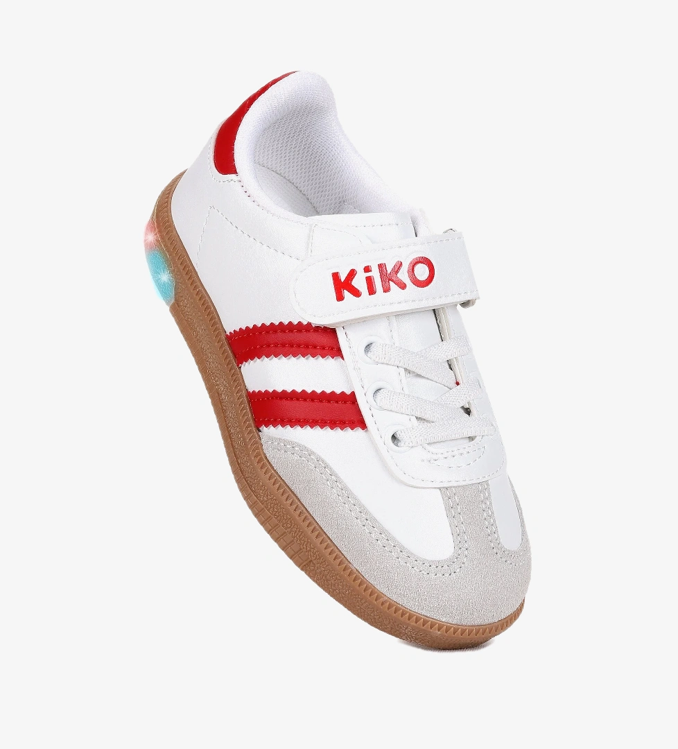 Kiko Kids Renis Günlük Cırtlı Işıklı Kız Çocuk Spor Ayakkabı Beyaz - Kırmızı