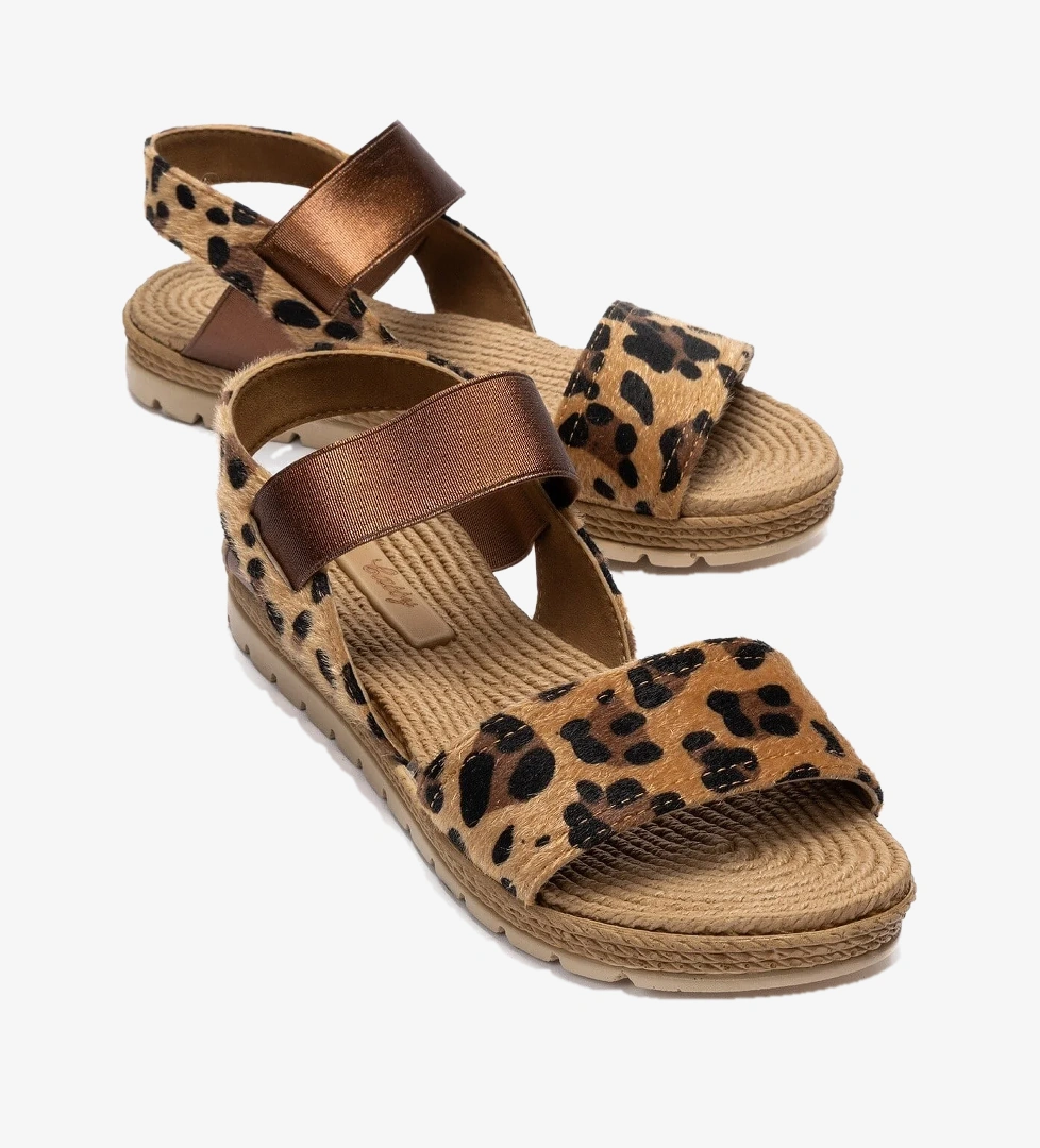 Ccway Tek Biyeli Lastikli Hasır Sandalet LEOPAR