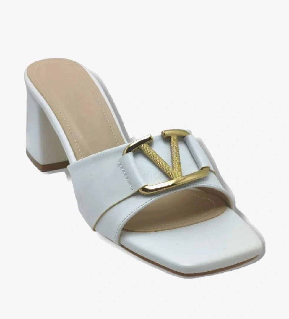 Cakgo Ceylan Shoes 225-26 Cilt V Tokalı Kalın Topuk Kadın Terlik