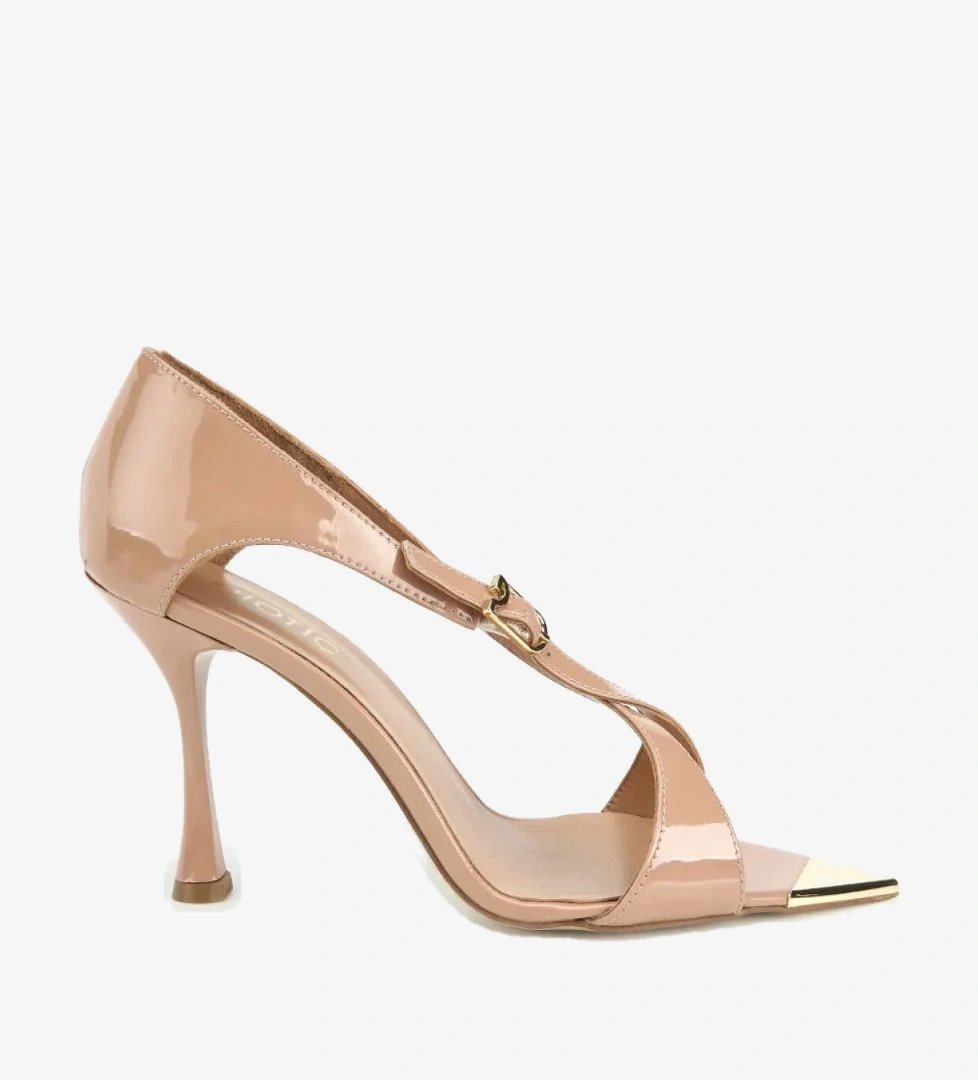 Hotiç Kadın Rugan Deri Bej Sivri Burunlu İnce Topuklu Stiletto