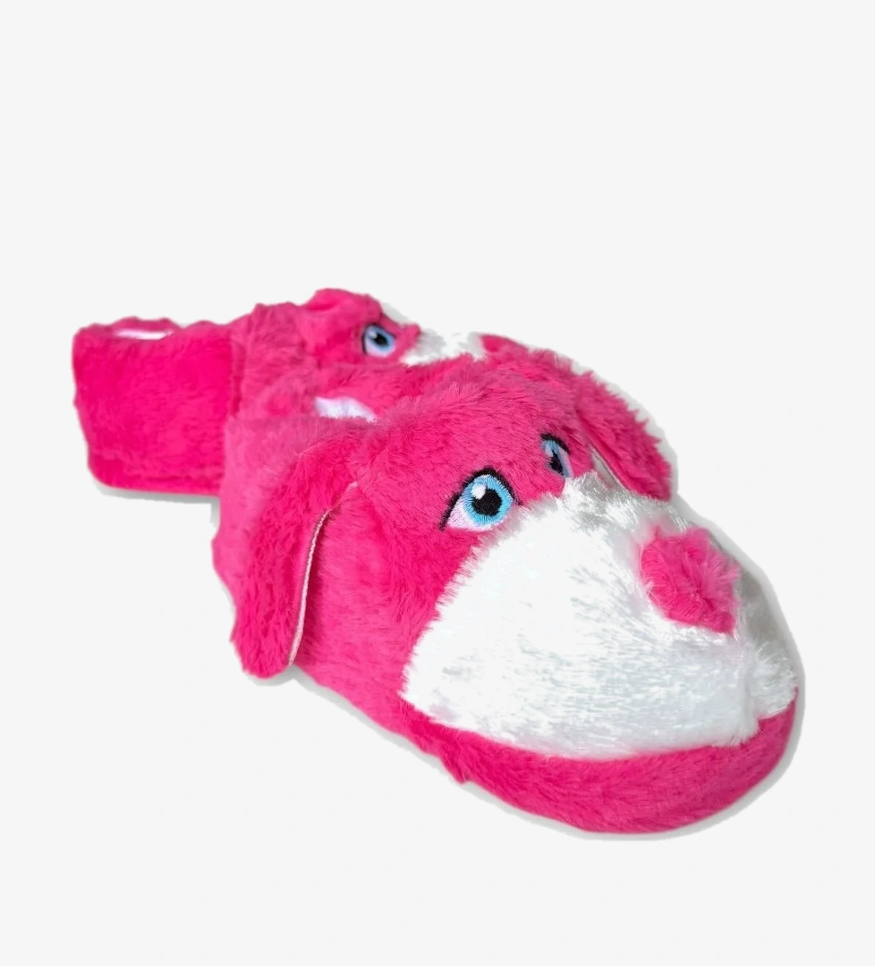 Liger Unisex Sevimli Köpek Figürlü Kaymaz ve Ses Yapmaz Taban Ev Panduf FUŞYA