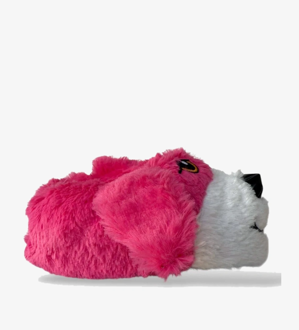 Liger Unisex Sevimli Köpek Figürlü Kaymaz ve Ses Yapmaz Taban Ev Panduf PEMBE