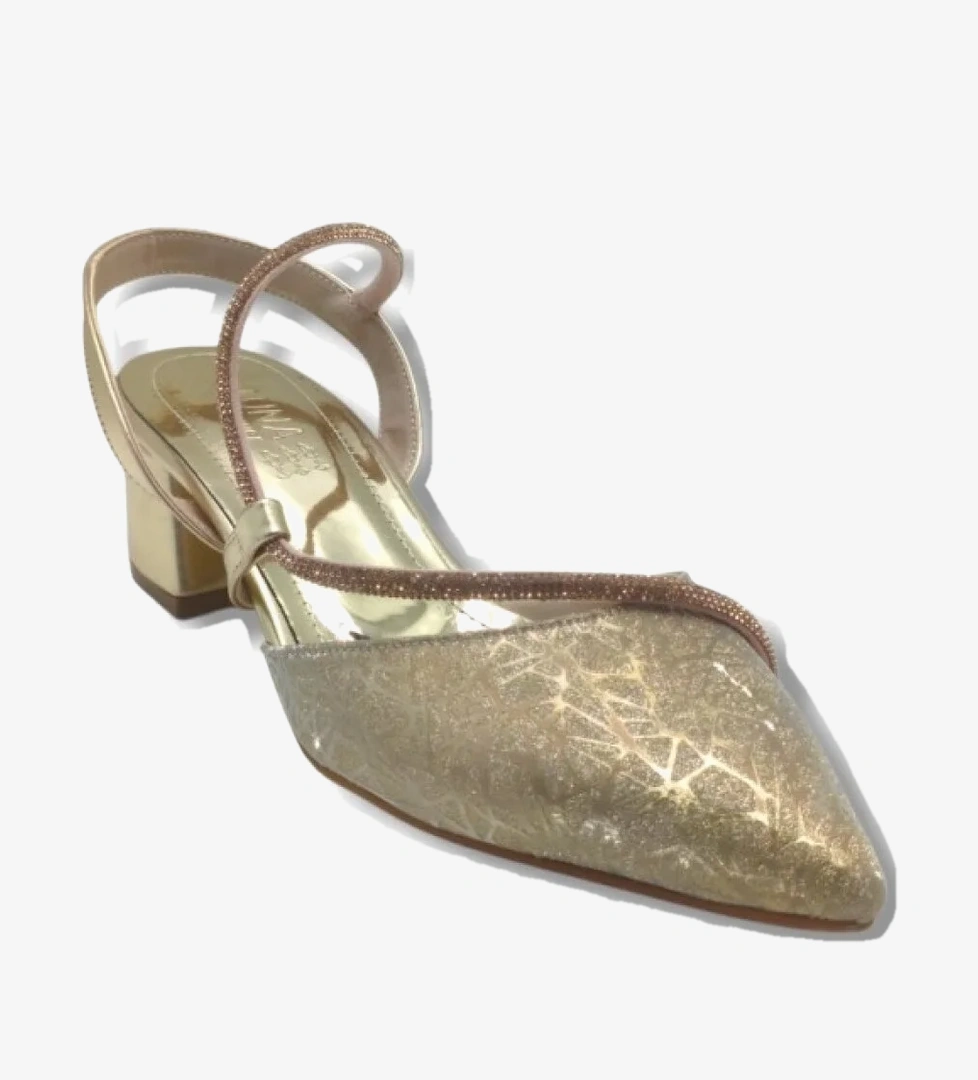 C-Shoes LH854-26 Grafiti Şerit Taşlı Kısa Kalın Topuk Kadın Ayakkabı 41-42