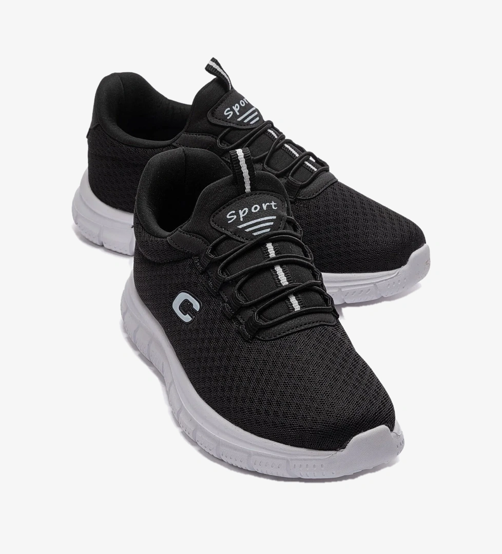 Ccway Fileli Anorak Erkek Spor Ayakkabı SİYAH BEYAZ