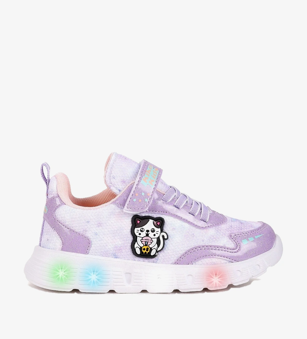Kiko Kids Nebula Işıklı Cırtlı Kız Çocuk Spor Ayakkabı Lila