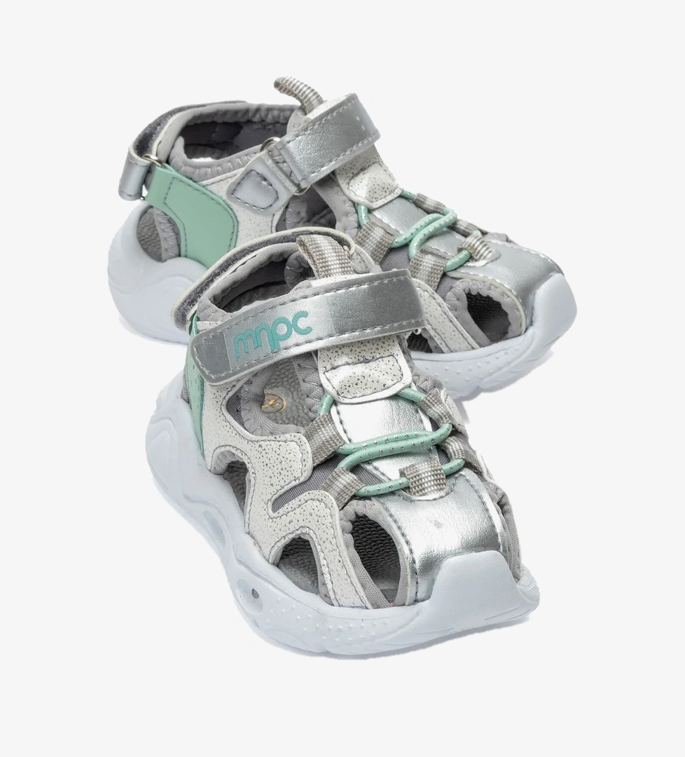 Mnpc Unisex Çocuk Beyaz Simli Işıklı Anatomik Hafif Günlük Sandalet