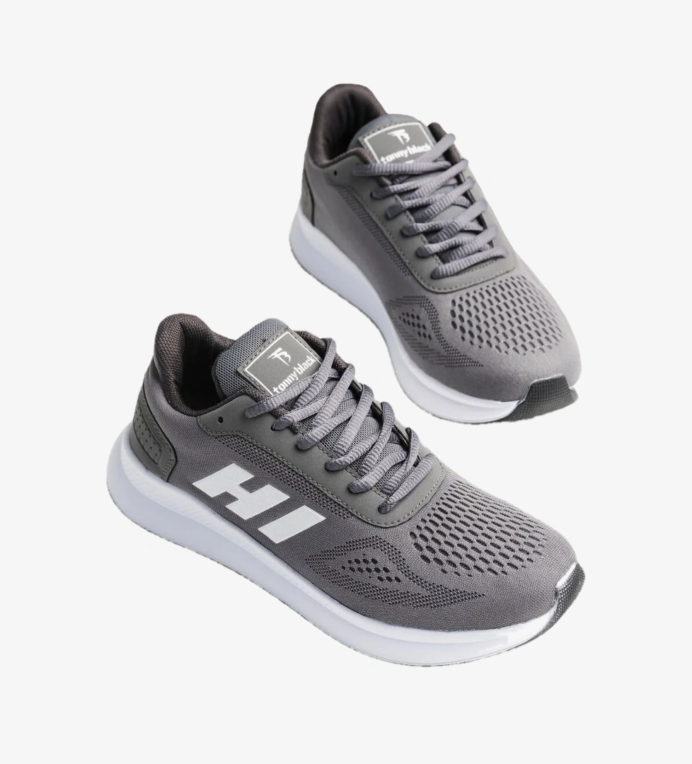 Tonny Black Unisex Füme Rahat Kalıp Hafif Esnek Şeritli Sneaker