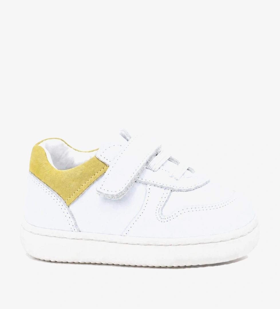 Rakerplus Bob Hakiki Deri Beyaz Nubuk Sarı Bebek Sneaker Ayakkabı