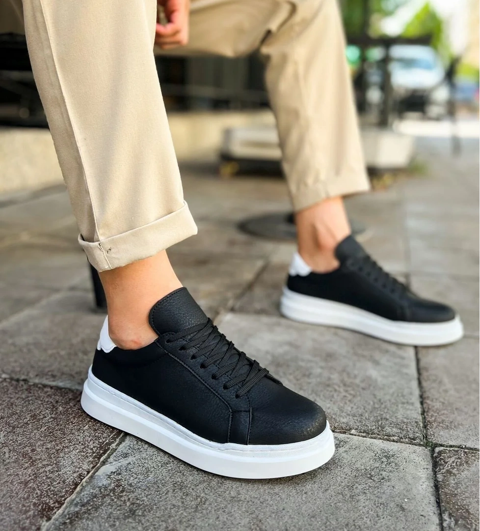 Chekich CH979 - Santoni GBT Spor Erkek Ayakkabı SIYAH/BEYAZ