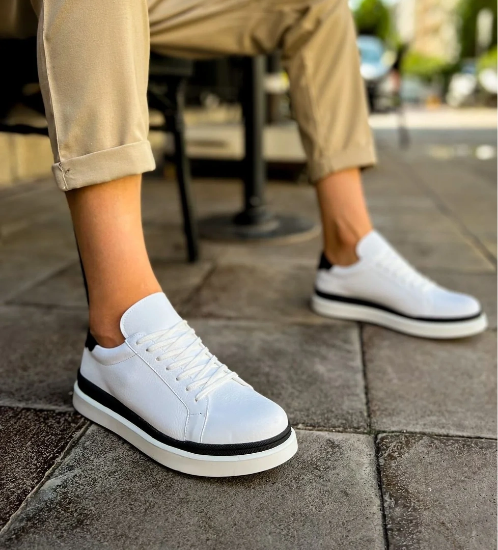 Chekich CH979 - Santoni GBT Spor Erkek Ayakkabı BEYAZ/SIYAH