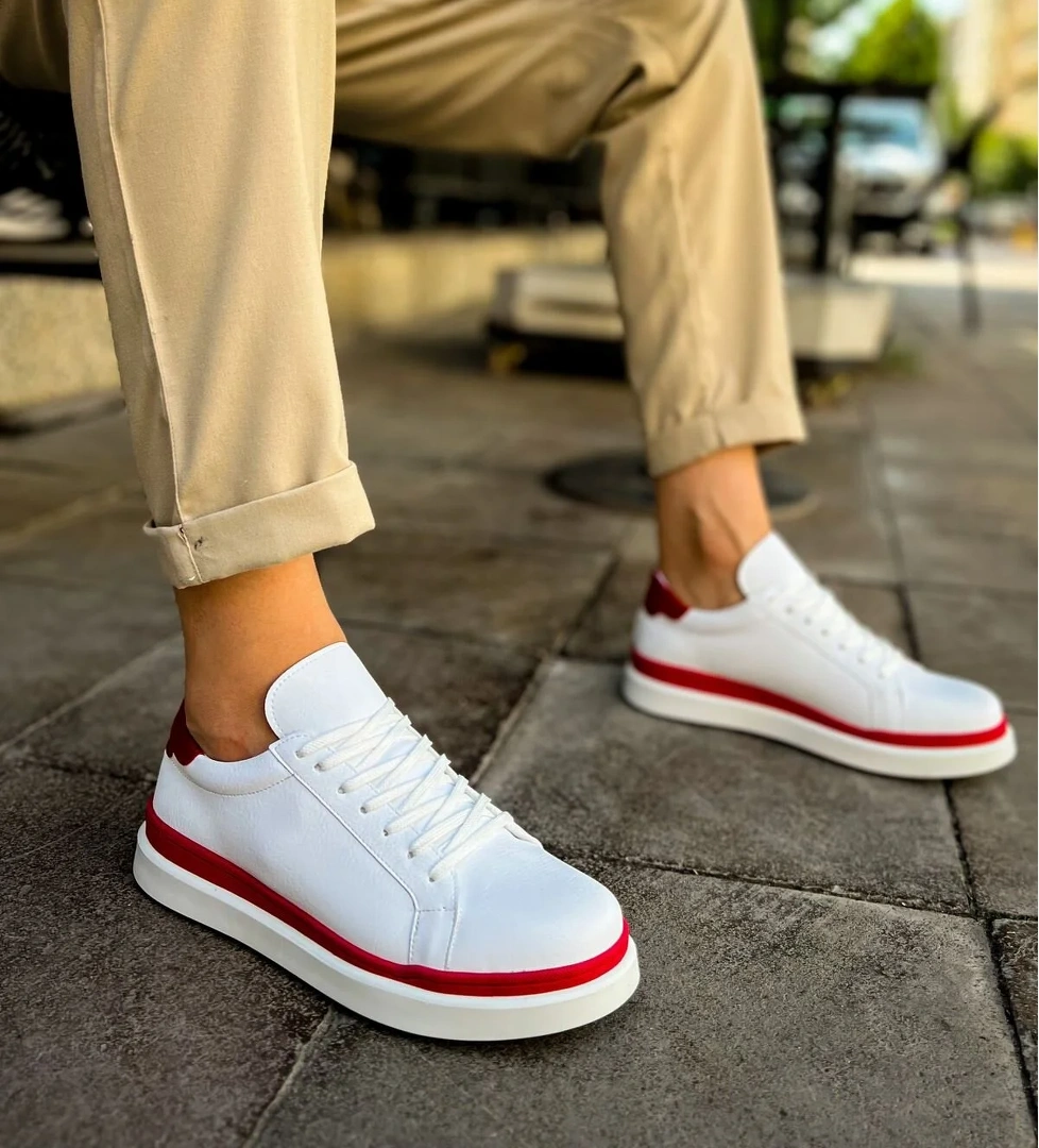 Chekich CH979 - Santoni GBT Spor Erkek Ayakkabı BEYAZ/KIRMIZI