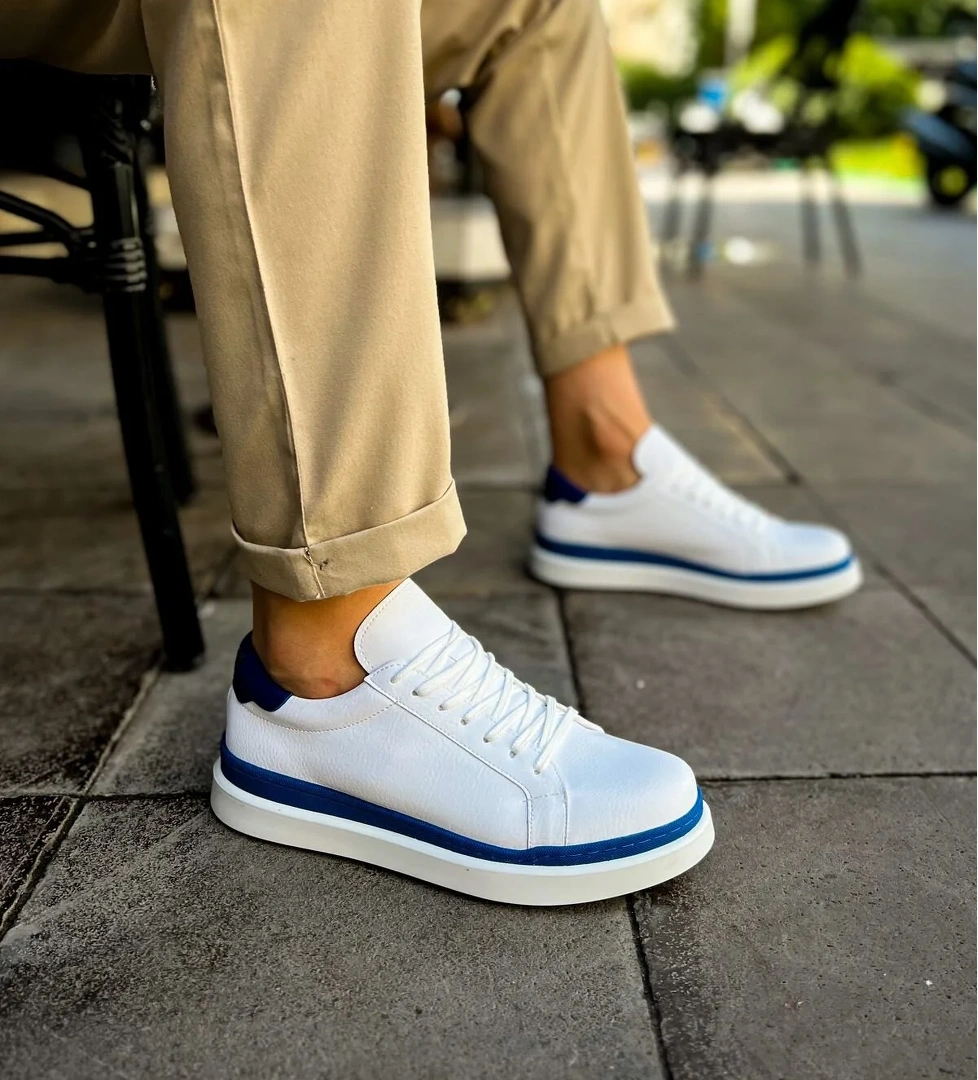 Chekich CH979 - Santoni GBT Spor Erkek Ayakkabı BEYAZ/MAVI