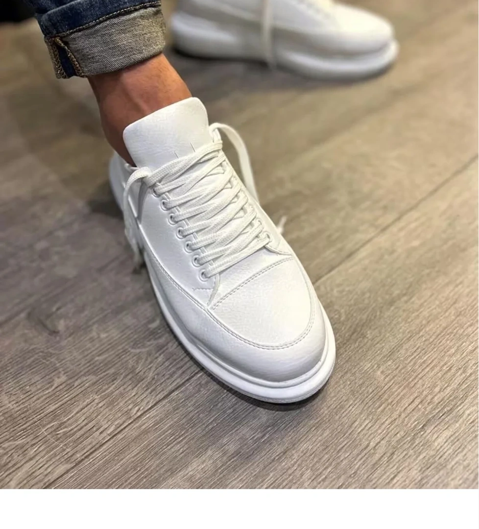 Pabucmarketi Beyaz Bağcıklı Erkek Sneaker