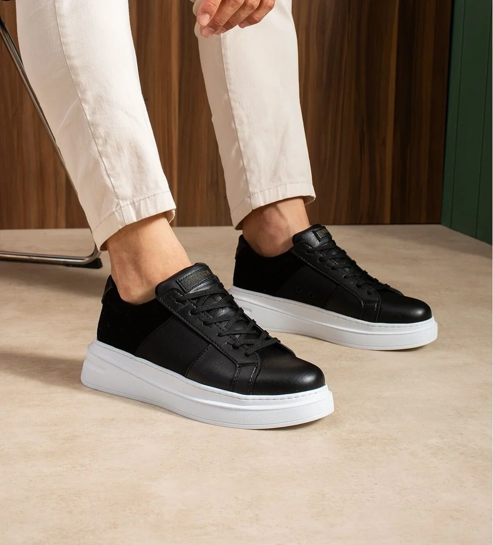 Pabucmarketi Bağcıklı Erkek Sneaker Siyah