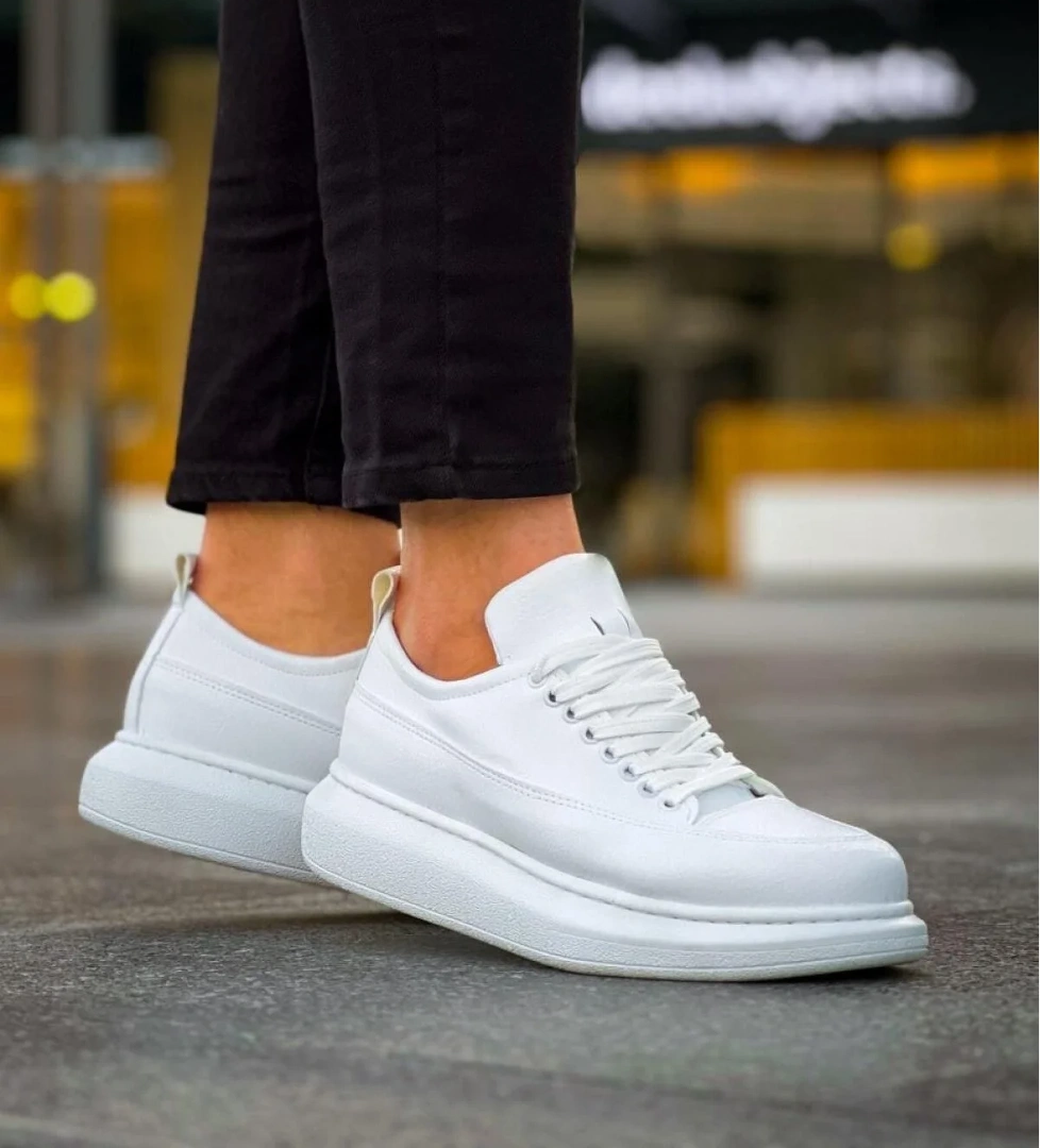 Pabucmarketi Beyaz (Beyaz Taban) Bağcıklı Erkek Sneaker
