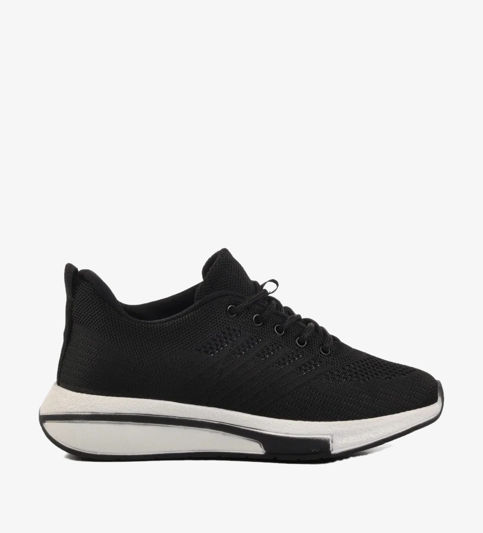 Walkway Siyah Beyaz Triko Bağcıklı Unisex Spor Ayakkabı