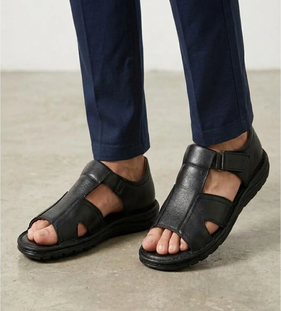 PİSAGOR Pisagor Ps-5347 Erkek Hakiki Deri Comfort Sandalet Ayakkabı