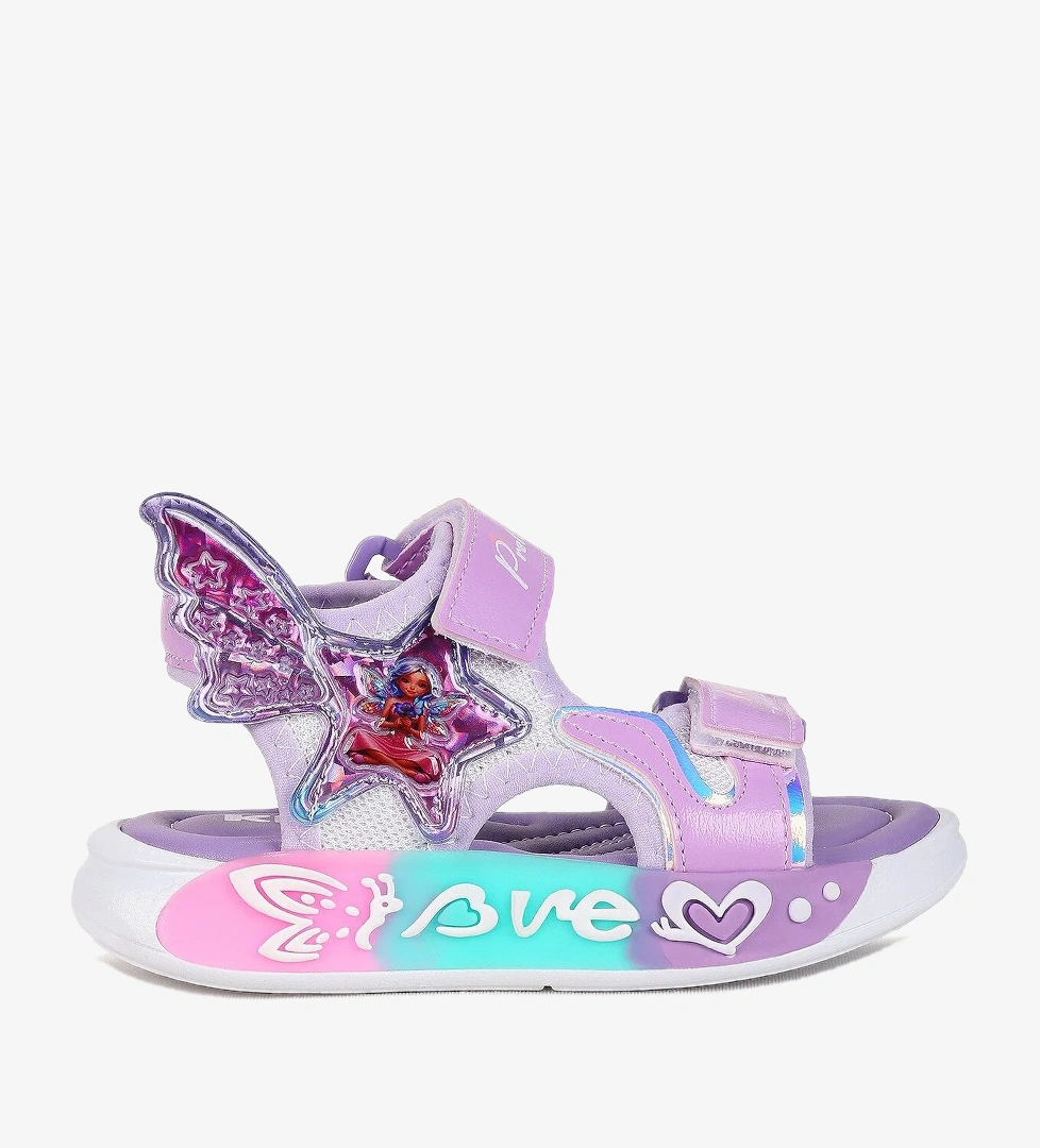 Kiko Kids Lug Cırtlı Kız Çocuk Sandalet Beyaz - Lila