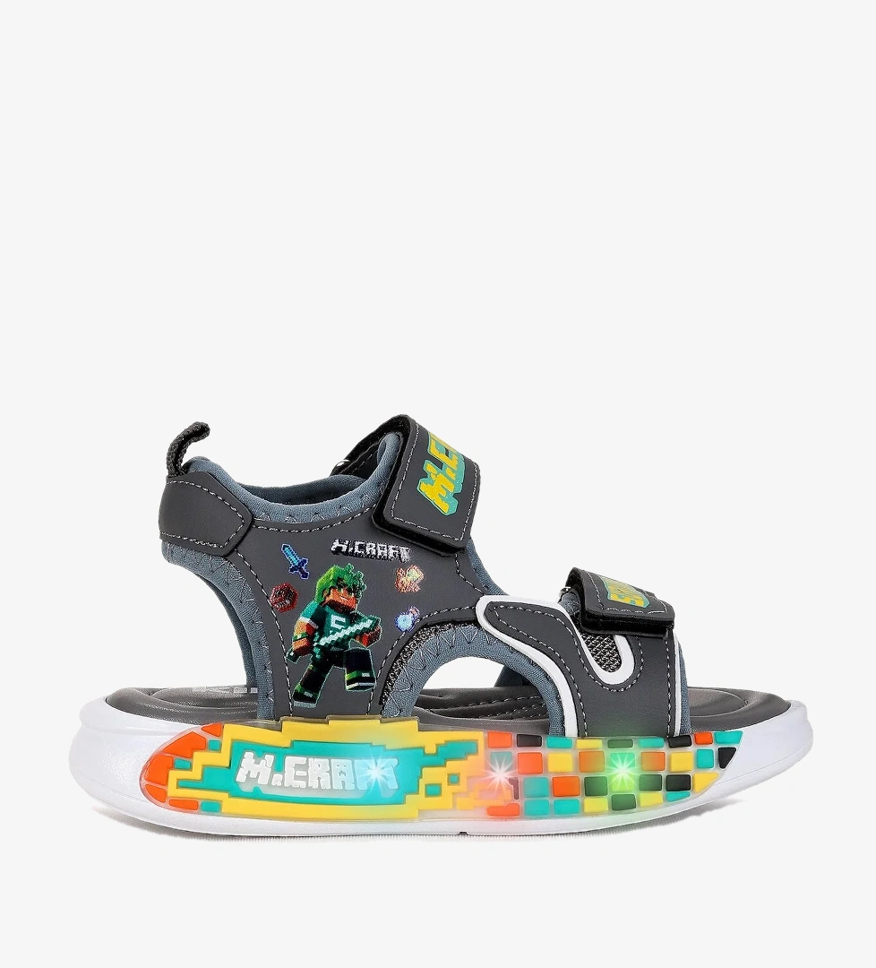 Kiko Kids Lug Cırtlı Işıklı Erkek Çocuk Sandalet Füme