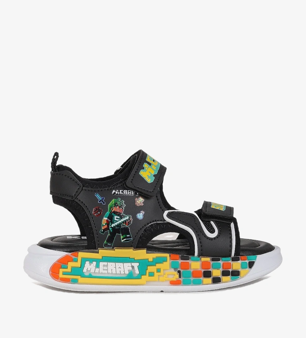 Kiko Kids Lug Cırtlı Erkek Çocuk Sandalet Siyah
