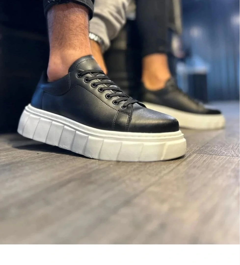 Pabucmarketi Siyah Süet (Siyah Taban) Bağcıklı Erkek Sneaker