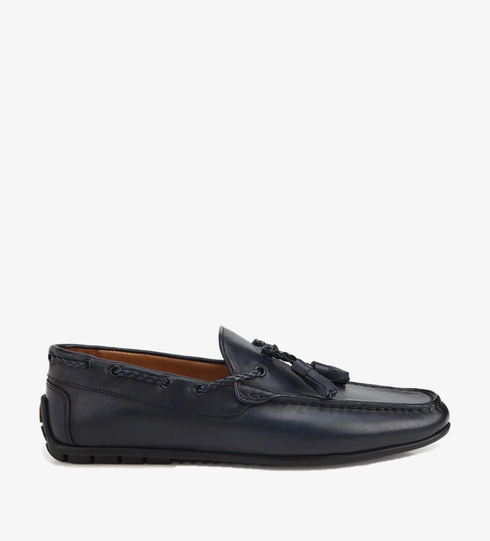 Hotiç Erkek Deri Lacivert Püskül Dikiş Detaylı Klasik Loafer