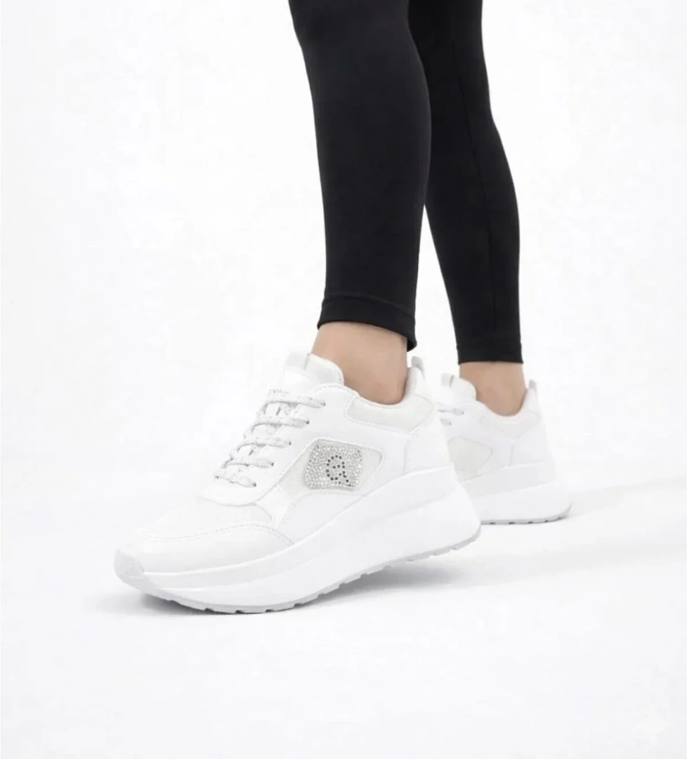 Slipcat Taşlı Işıltılı Trend 5 Cm Platform Kadın Sneaker Kalın taban Spor Ayakkabı