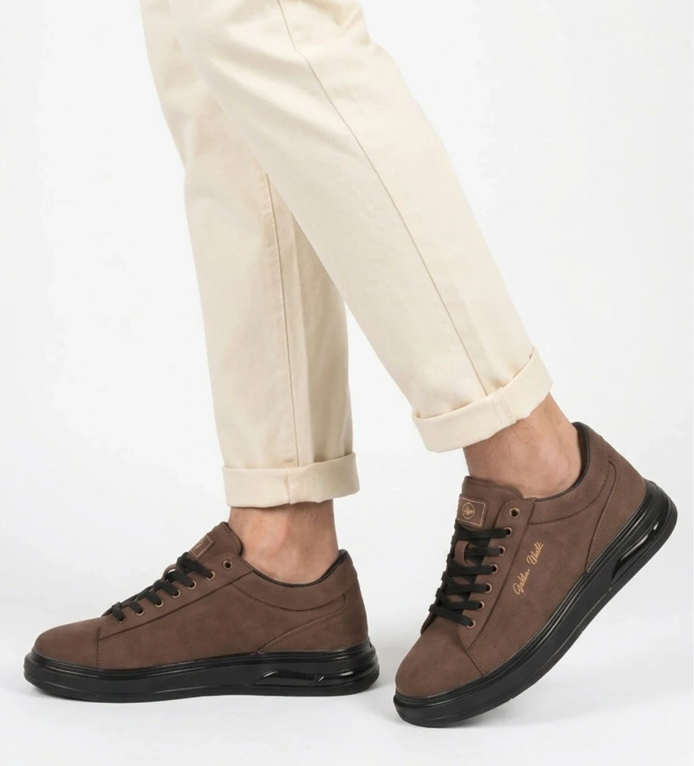 Walkway Erkek Kahve Bağcıklı Kalın Taban Erkek Casual Ayakkabı Sneaker 8078 Dashor M