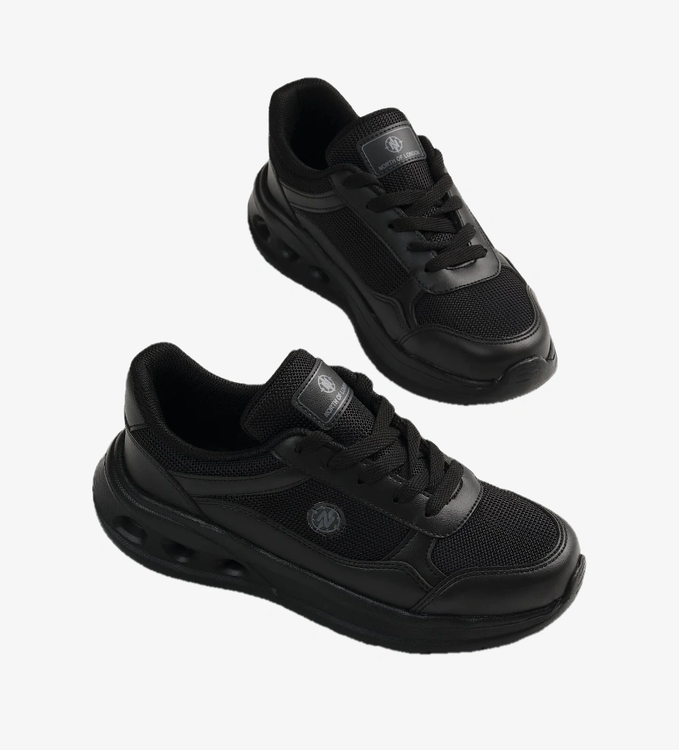 Tonny Black Kadın Siyah Siyah Faylon Taban Rahat Bağcıklı Sneaker
