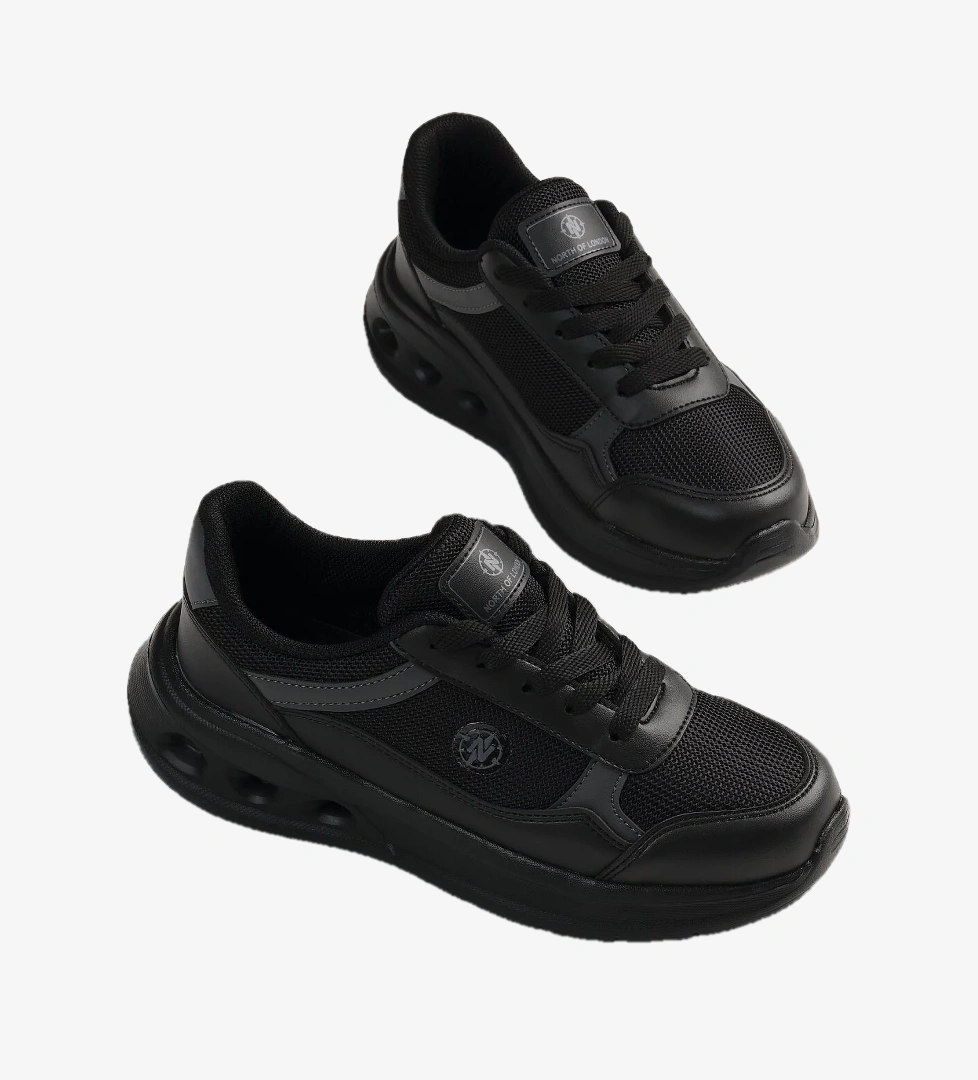 Tonny Black Kadın Siyah Füme Faylon Taban Rahat Bağcıklı Sneaker