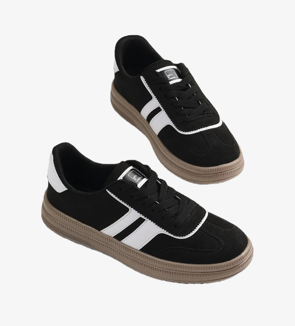 Tonny Black Kadın Siyah Beyaz Rahat Kalıp Kaymaz Taban Sneaker