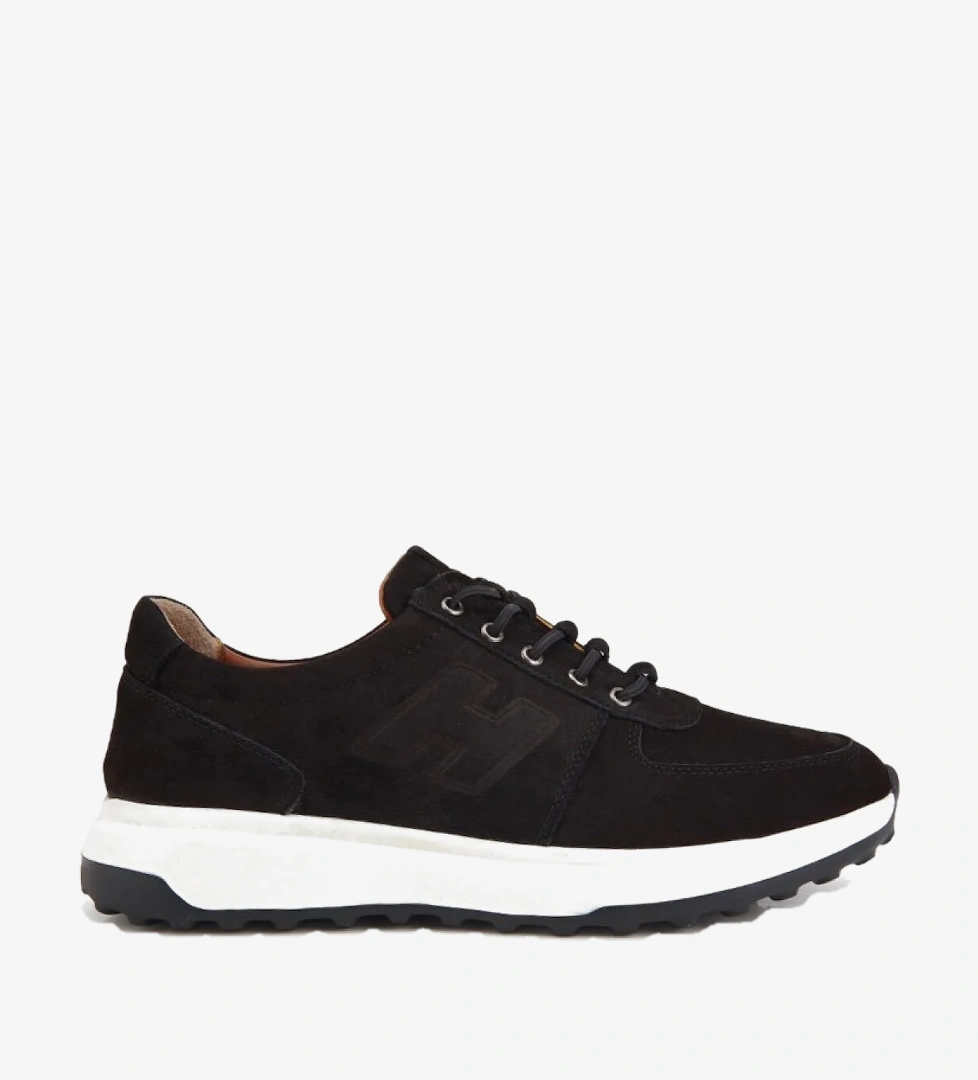 Yaya By Hotiç Erkek Siyah Nubuk Deri Bağcık Detaylı Sneaker
