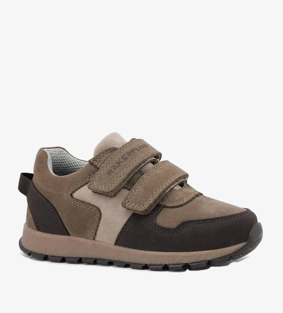 Rakerplus Hakiki Deri Cırt Cırtlı Kahve Vizon Çocuk Sneakers Spor Ayakkabı