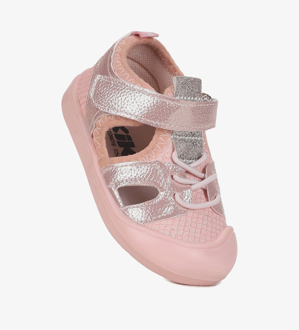 Kiko Kids Tapel İlk Adım Cırtlı Kız Bebek Sandalet Pudra