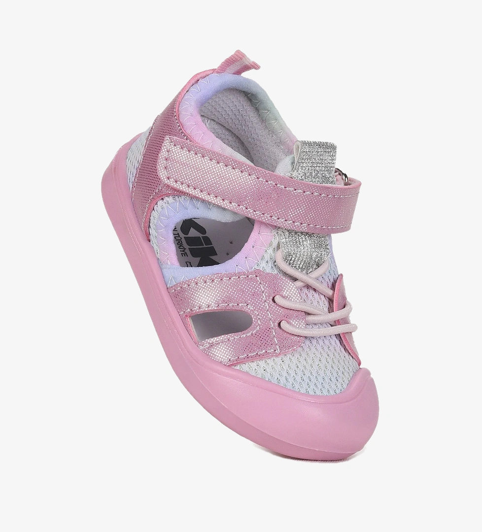 Kiko Kids Tapel İlk Adım Cırtlı Kız Bebek Sandalet Pembe