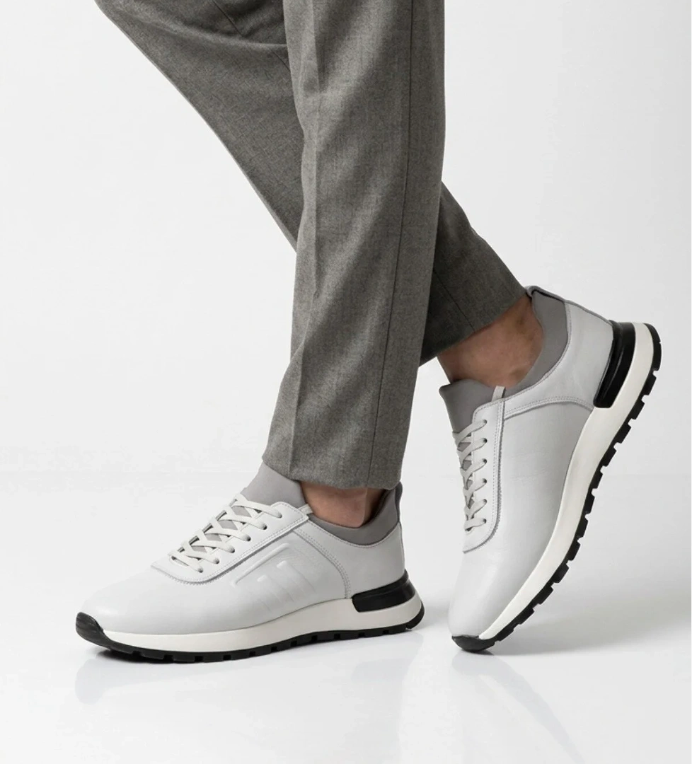 Voyager Beyaz Hakiki Deri Bağcıklı Erkek Sneaker