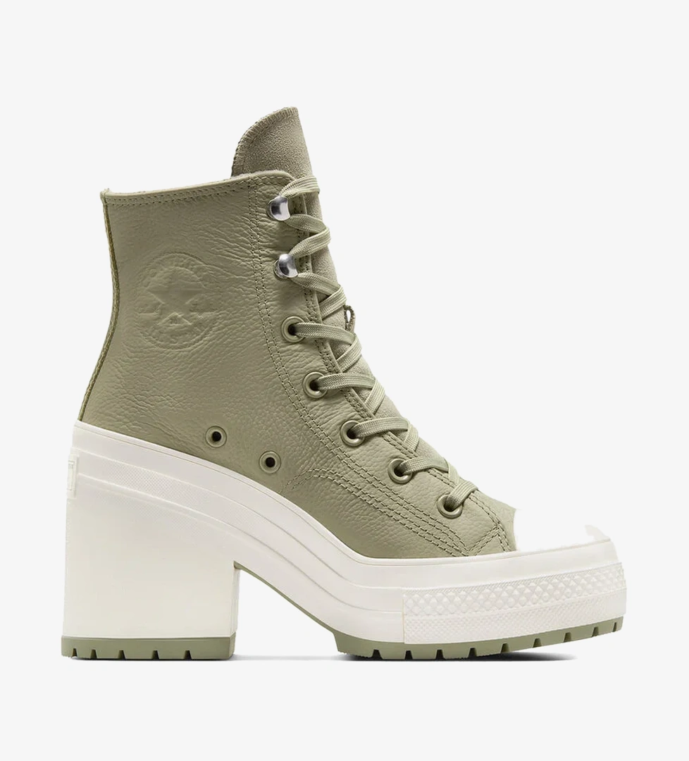 Converse Chuck 70 De Luxe Heel Unisex Haki Deri Platform Sneaker