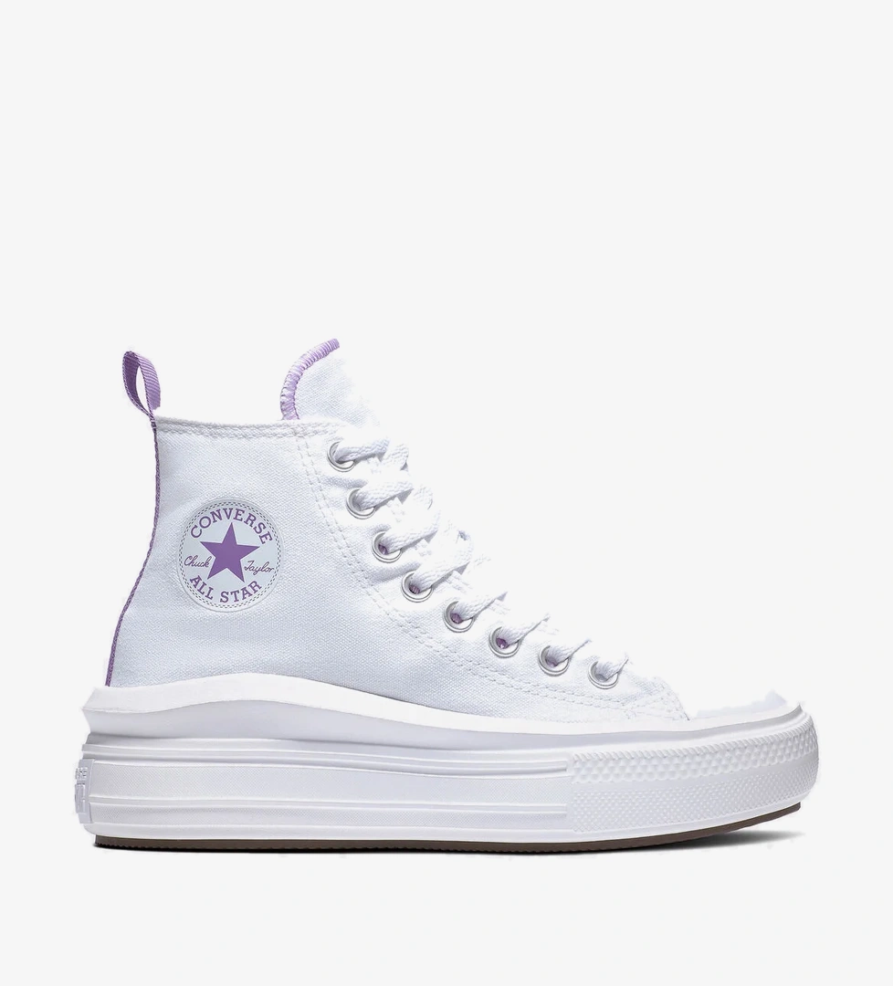 Converse Chuck Taylor All Star Move Platform Çocuk Mor Detaylı Beyaz Sneaker