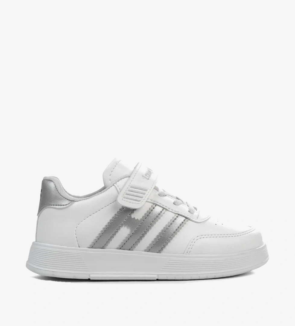 Tonny Black Çocuk Unisex Beyaz Gümüş Rahat Kalıp Düz Hafif Tabanlı Sneaker
