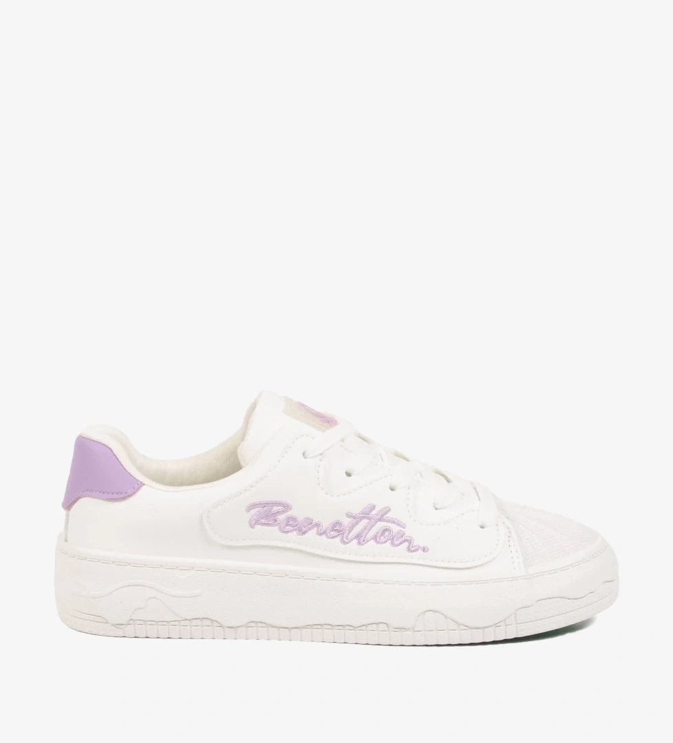 United Colors of Benetton Beyaz Pudra Bağcıklı Kadın Sneaker BNI-10102 Z