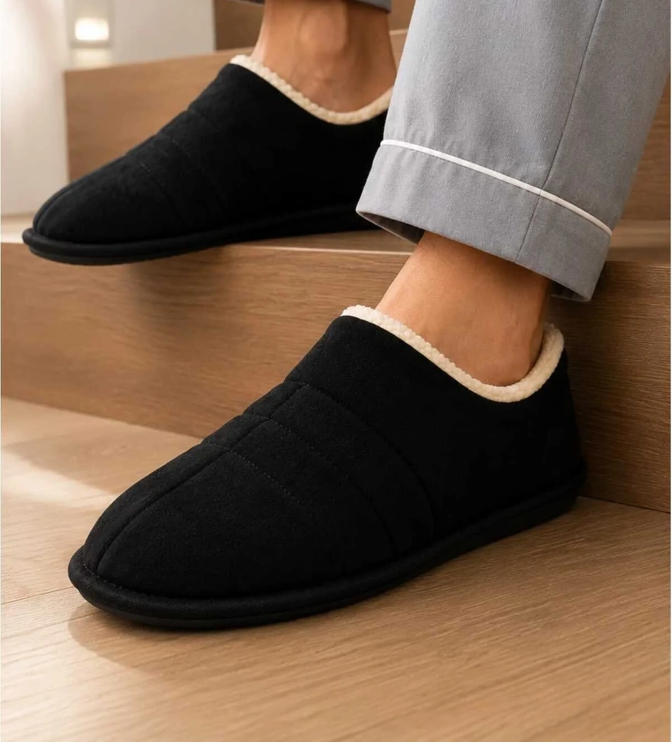 Slipcat Unisex, Kapitone Dikişli, İçi Kürklü, Süet Ev Terliği, Sıcak Tutan Panduf