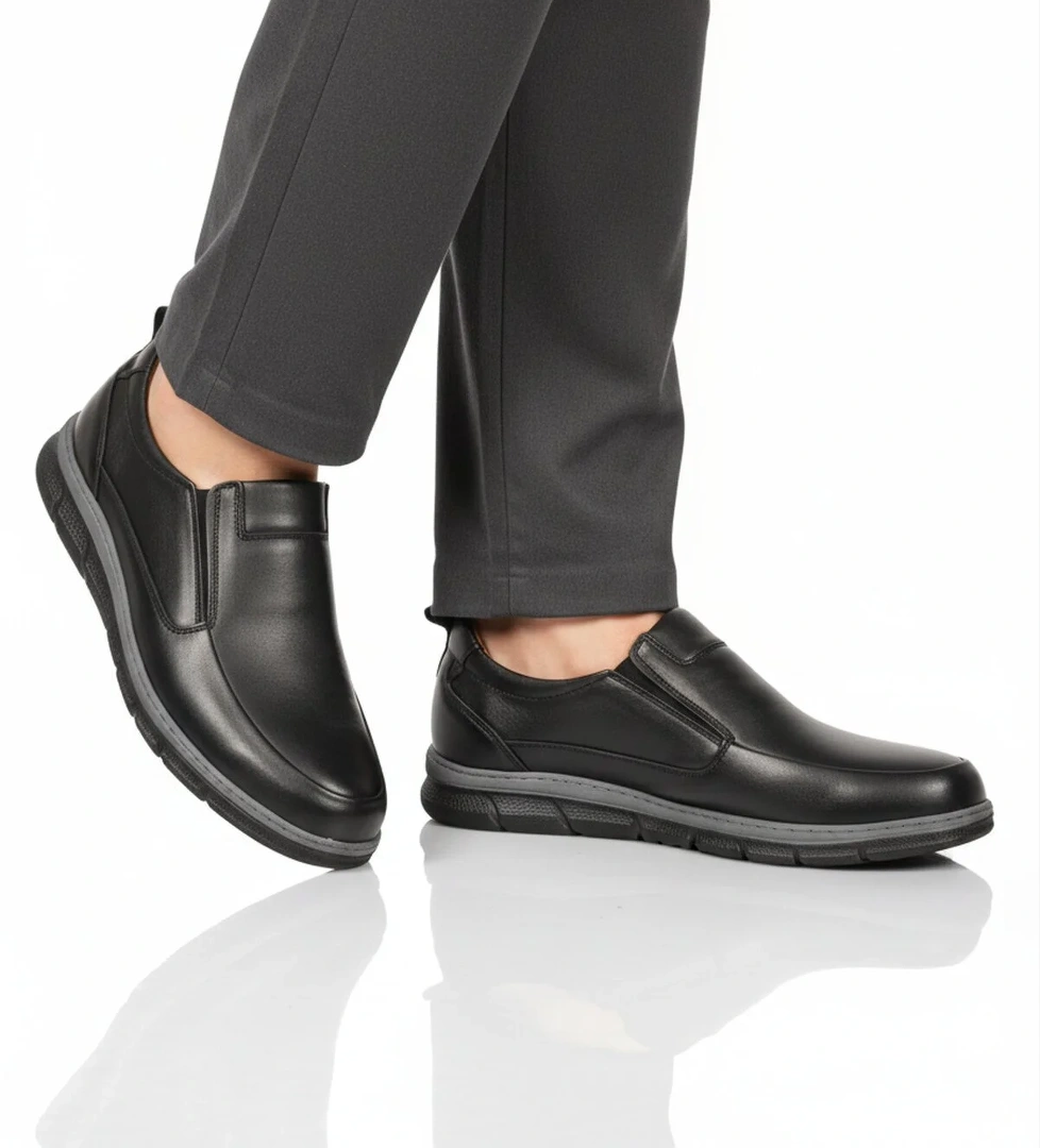Ayakmod Premium Siyah Hakiki Deri Anatomik Erkek Casual Ayakkabı 3704 M
