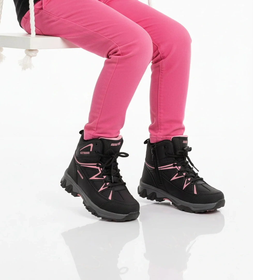 Ayakmod Siyah Pembe Polarlı Kaymaz Kız Çocuk Outdoor Bot 2301 F