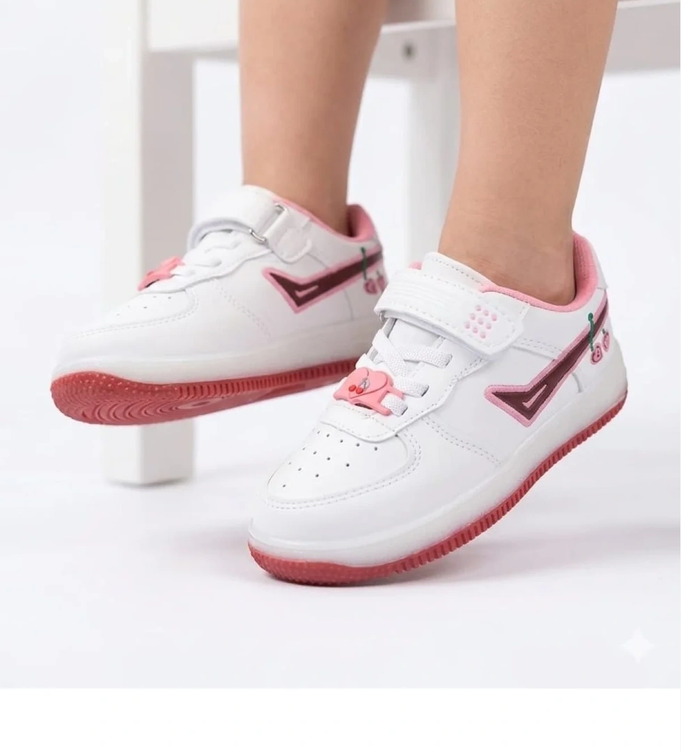 Mcdark Beyaz Bordo Kadın Sneaker Kirazlı Model Ayakkabı