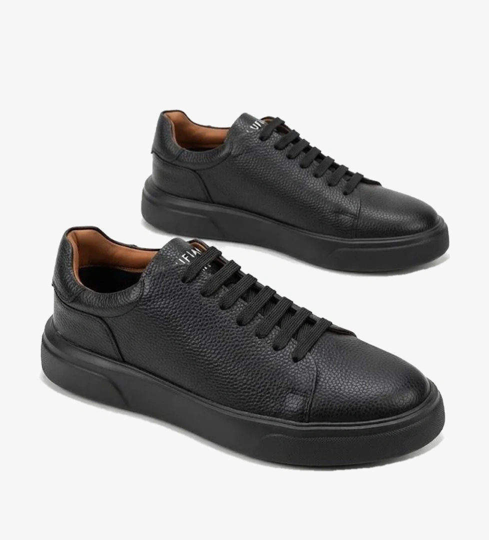 Lufian Tommy Siyah Sneaker Hakiki Deri Erkek Ayakkabı