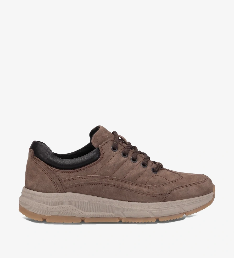 King Paolo L1399N Erkek Hakiki Nubuk Deri Memory Foam Klasik Sneaker Kum