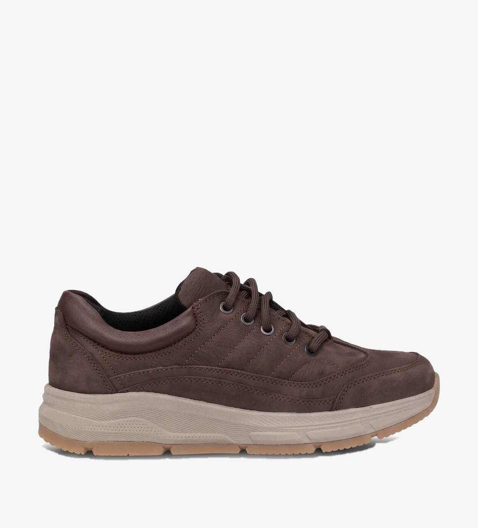 King Paolo L1399N Erkek Hakiki Nubuk Deri Memory Foam Klasik Sneaker Kahverengi