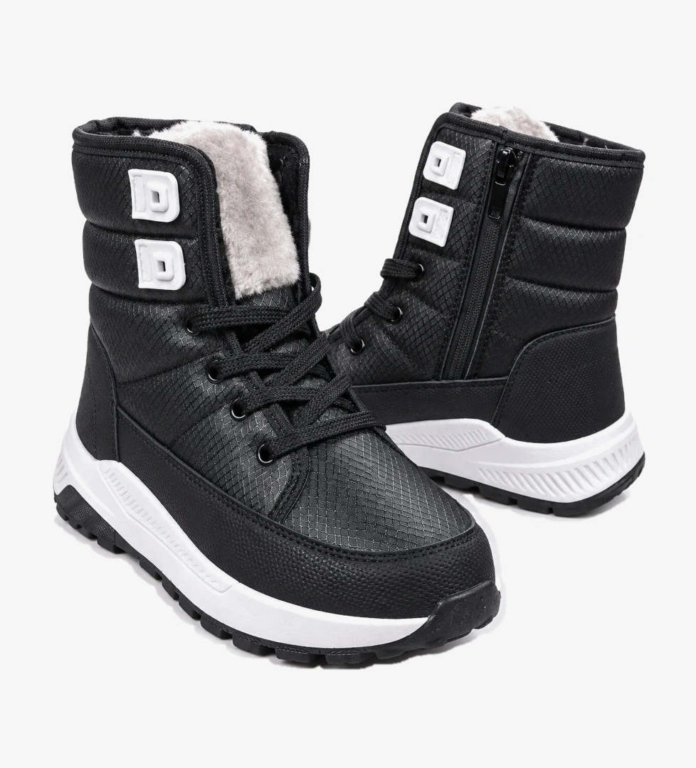 Slipcat Unisex Çocuk, Kaymaz Tabanlı, Bağcıklı, Termal, Kışlık Kar Botu